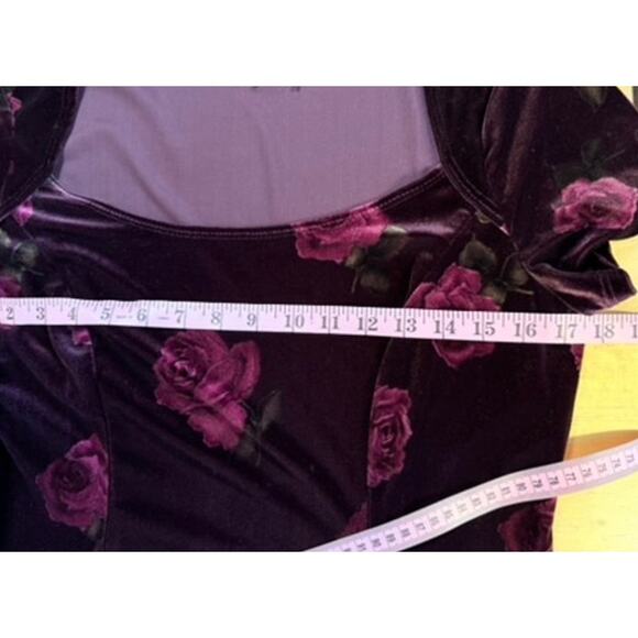 VTG 90s Square Neck Rose Print Maxi Dress Sz 10 Red Pink Floral Whimsygoth 90s - Picture 5 of 7